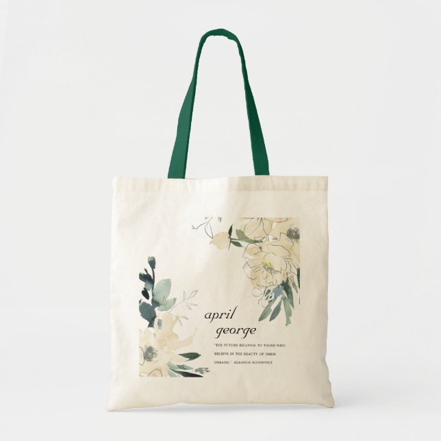 BOLSA TOTE CLEAN ELEGANT IVORY BRANCO VERDE FLORA VERDE BRANC (Frente)