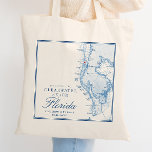 Bolsa Tote Clearwater Beach FL Blue Casamento Bem-vindo Tote<br><div class="desc">Aprecie seus convidados com este elegante favor de casamento, bem-vindos aos sacos de tote, com um design de mapa azul de Tampa Bay na moda marinho. Perfeito para o seu casamento em Clearwater Beach em locais como Sandpearl Resort, Opal Sands Resort, Marriott Clearwater Beach, Hyatt Regency Clearwater Beach, Sheraton Sand...</div>