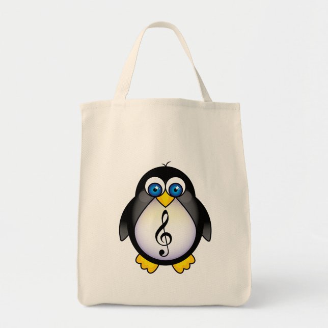 Bolsa Tote Clef de triplo do pinguim da música (Frente)