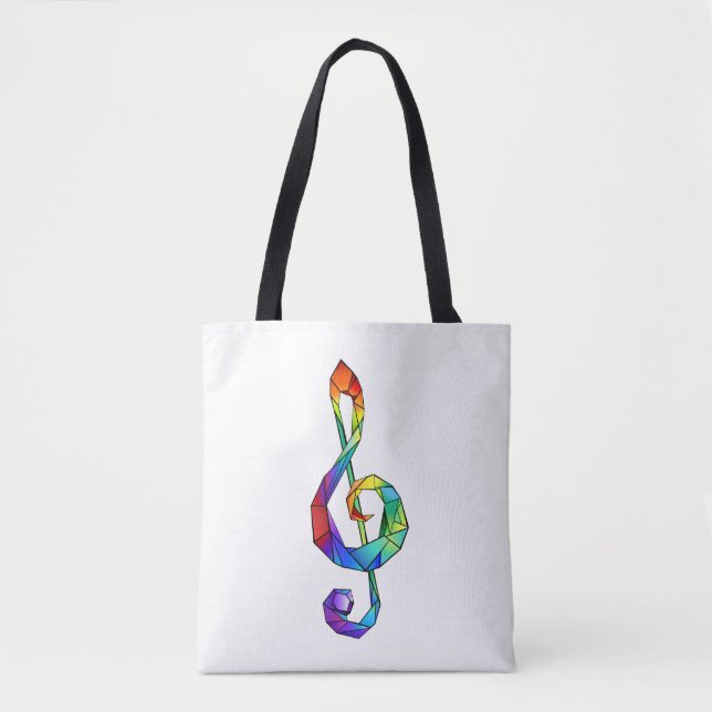 Bolsa Tote Clef do Troço Musical do Arco-Íris (Frente)