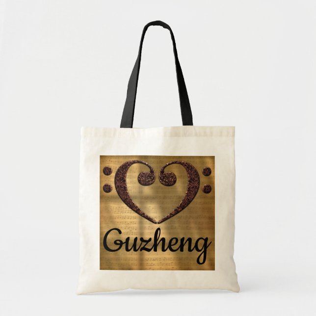 Bolsa Tote Clef Heart Guzheng de Baixo Duplo (Frente)