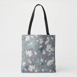 Bolsa Tote Clematis Vine Cinza Azul Creme Comprada Floral