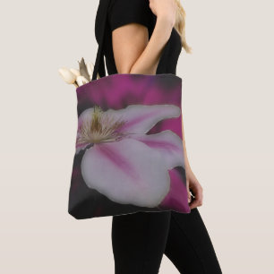 Bolsa Tote Clematite Em Pétala de Flor Rosa