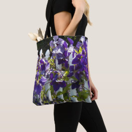 Bolsa Tote Clematite Roxa em Cerca Branca Floral