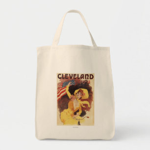 Bolsa Tote Cleveland Bicycles a menina americana no amarelo