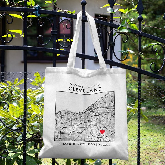 Bolsa Tote Cleveland Love Locator | Boas-vindas ao Casamento  (The more complete visual of what your final tote bag would look like in real life.)