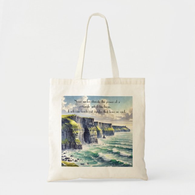 Bolsa Tote Cliffs of Moher, Ireland & Quote (Frente)