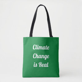 Bolsa Tote Climate Change: Green & White