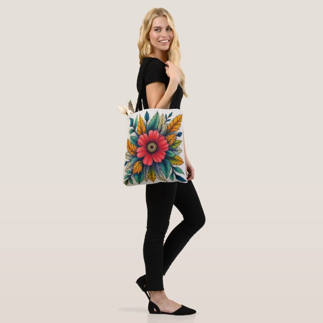 Bolsa Tote Cliparts de Flores Boho (No(a) Modelo)