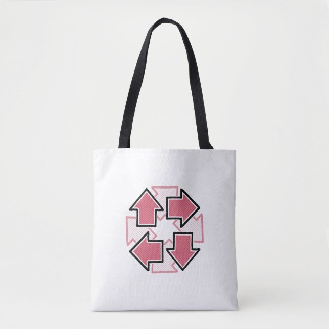 Bolsa Tote Clockwise Arrows Minimal Geometric Red (Frente)