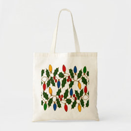 Bolsa Tote Cloisonne Art Christmas Lights and Holly