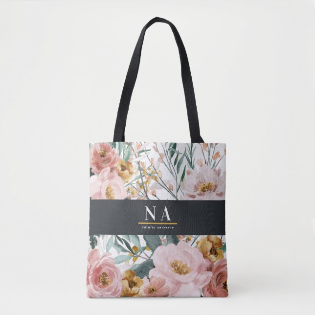 Bolsa Tote Clorideira moderna, floral e folhagem elegante (Frente)