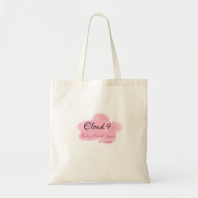 Bolsa Tote Clouds nine red pastel bridal shower namedate (Frente)