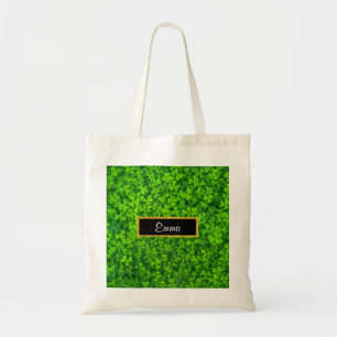 Bolsa Tote Clovers Verdes com Quadro de Folha Ouro FAUX