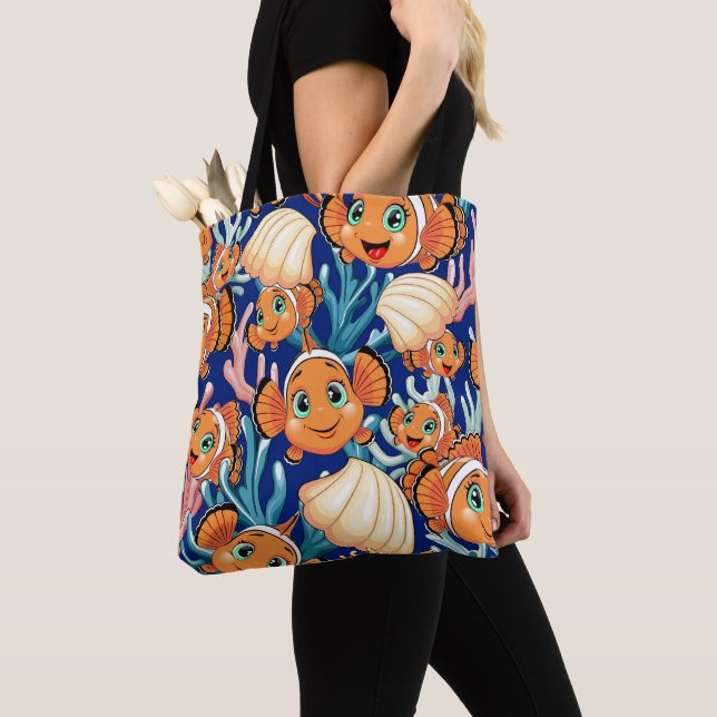 Bolsa Tote Clown fish Cartoon cute Family Underwater (Close Up)