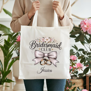 Bolsa Tote Clube de Damas de Honra Coquette Floral Laço Festa