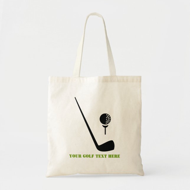 Bolsa Tote Clube de golfe e bola preto, costume verde (Frente)