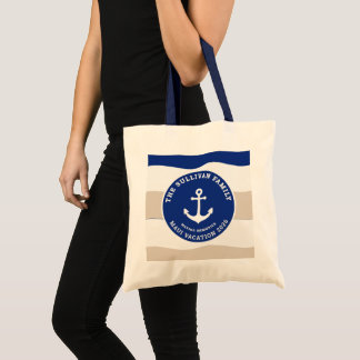 Bolsa Tote Clube de Iate Vintage Navy Âncora Náutica Família