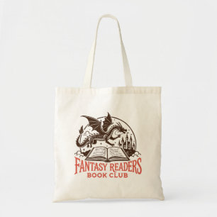 Bolsa Tote clube do livro de fantasia dragão e livro