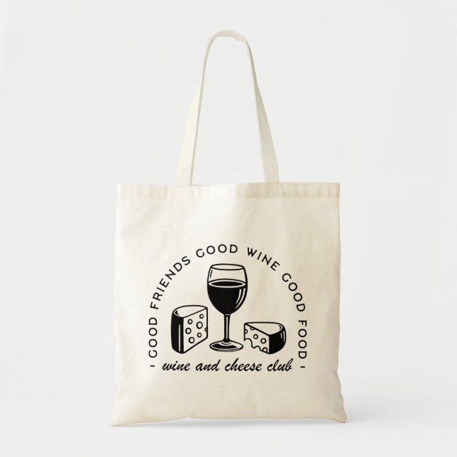 Bolsa Tote Clube dos amantes do vinho e do queijo (Frente)