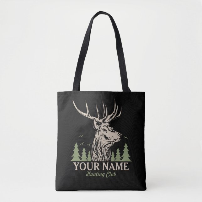 Bolsa Tote Clube Personalizado de Caça a Deer Elk Antler (Frente)