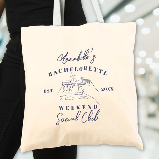 Bolsa Tote Clube Social Elegante Festa de Despedida de Soltei (Social Club Preppy Bachelorette Party Tote Bag)