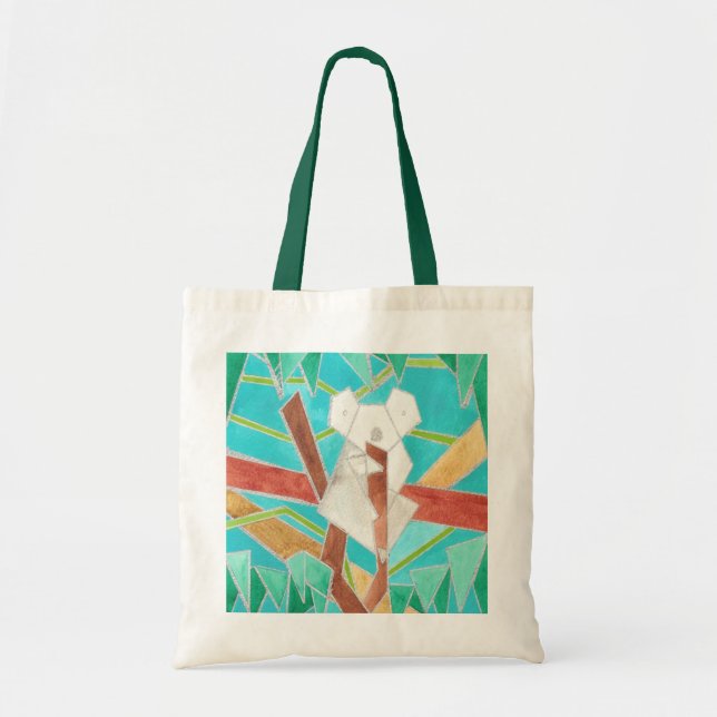 Bolsa Tote Coala na Árvore Arte Abstrata Original (Frente)