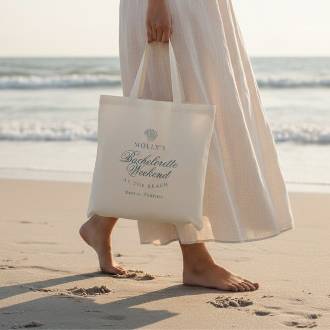 Bolsa Tote Coastal Blue Seashell Bachelorette (Coastal Blue Seashell Bachelorette Tote Bag)