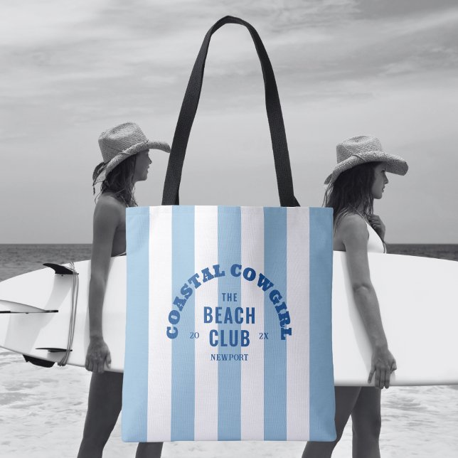 Bolsa Tote Coastal Cowgirl O Clube da Praia Listra de Cabana  (Criador carregado)