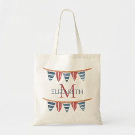 Bolsa Tote Coastal Nautical Beach Flags Monogram