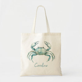 Bolsa Tote Coastal Watercolor Crab Personalized