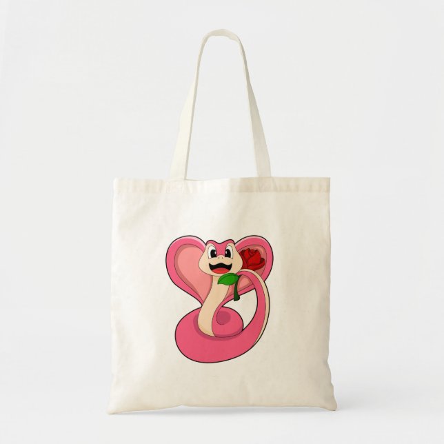 Bolsa Tote Cobra com Rosa (Frente)