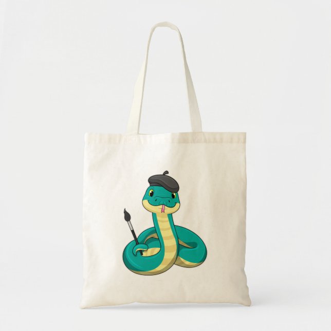 Bolsa Tote Cobra como Pincel com pincel de pintura (Frente)