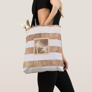 Bolsa Tote Cobre & Creme Palmeiras Tropicais Moderno Chic