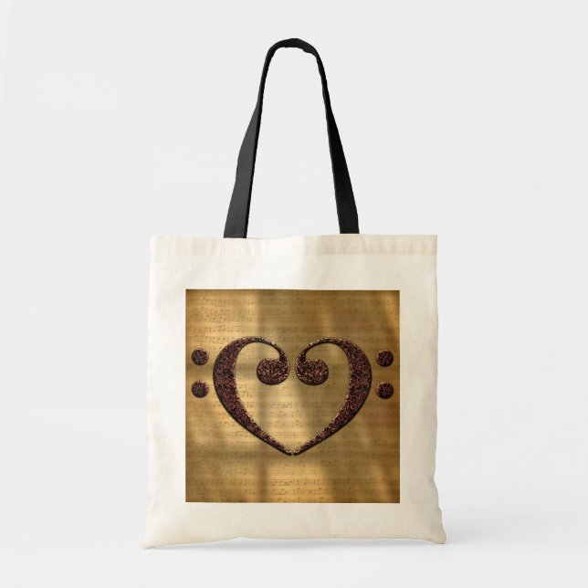 Bolsa Tote Cobre Dual Bass Clef Heart Music Lover (Frente)