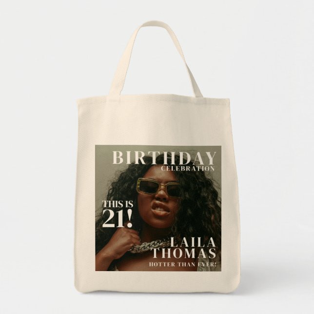 Bolsa Tote Cobrir da Revista de Festa de aniversário de Fotog (Frente)