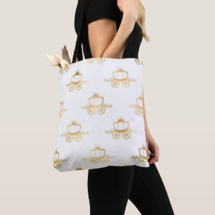 Bolsa Tote Cochezinhos Dourados Cinderela Princesa Magia Real