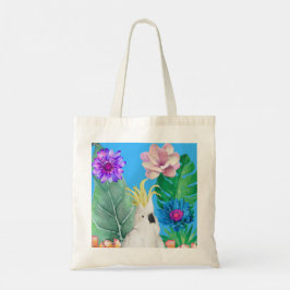 Bolsa Tote Cockatoo bird flowers Australia Blue