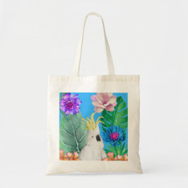 Bolsa Tote Cockatoo bird flowers Australia Blue