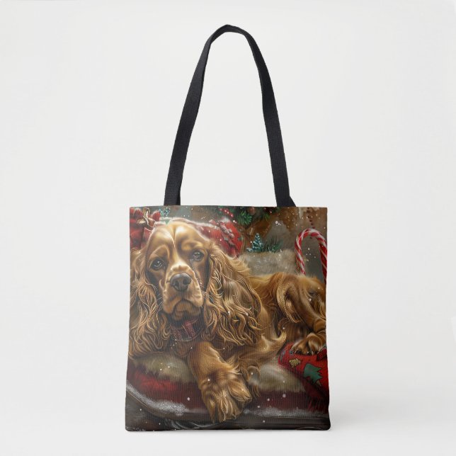 Bolsa Tote Cocker Spaniel Cão Festivo (Frente)