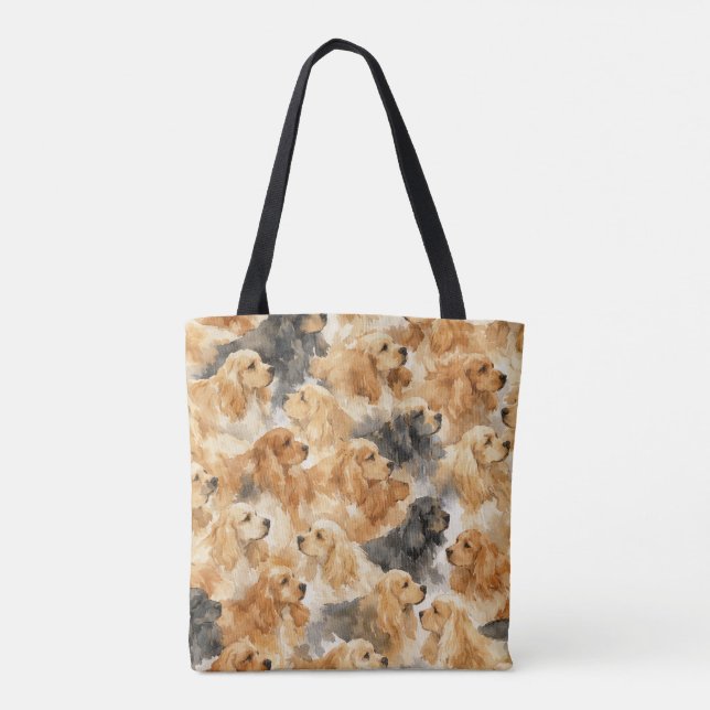 Bolsa Tote Cocker Spaniel dog watercolor  (Verso)