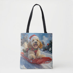 Bolsa Tote Cocker Spaniel no Trenó 'Deixe Nevar' Natal