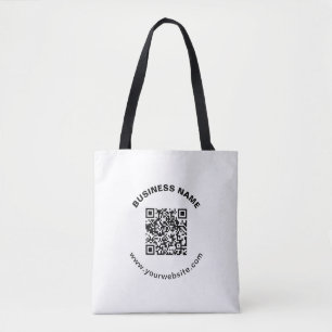 Bolsa Tote Código QR com Nome da Empresa Texto Circular em Ne