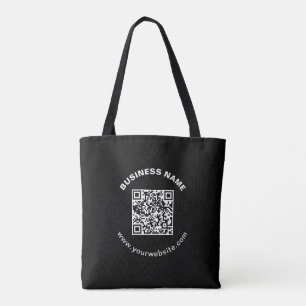 Bolsa Tote Código QR com Nome da Empresa Texto Circular em Ne