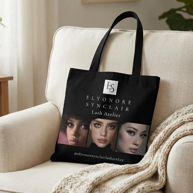 Bolsa Tote Código Qr de Foto de Rosto Preto e Branco para Cíl (Criador carregado)
