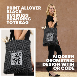 Bolsa Tote Código QR de negócios profissional preto 3D modern