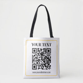 Bolsa Tote Código QR e texto editáveis com borda de ouro amar