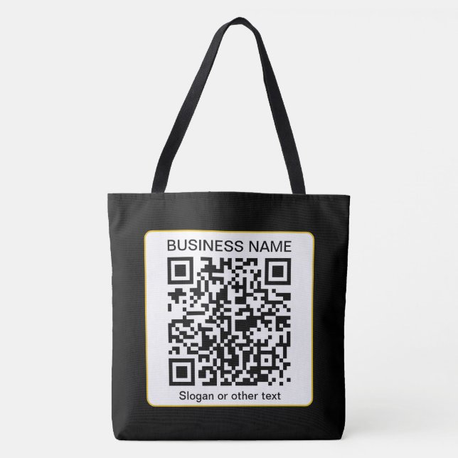 Bolsa Tote Código QR editável digitalizável + nome da sua emp (Frente)