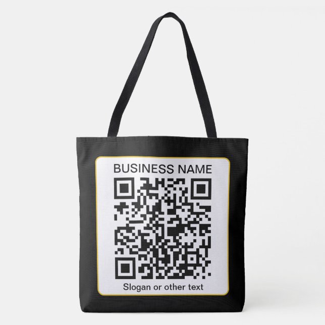 Bolsa Tote Código QR editável digitalizável + nome da sua emp (Frente)