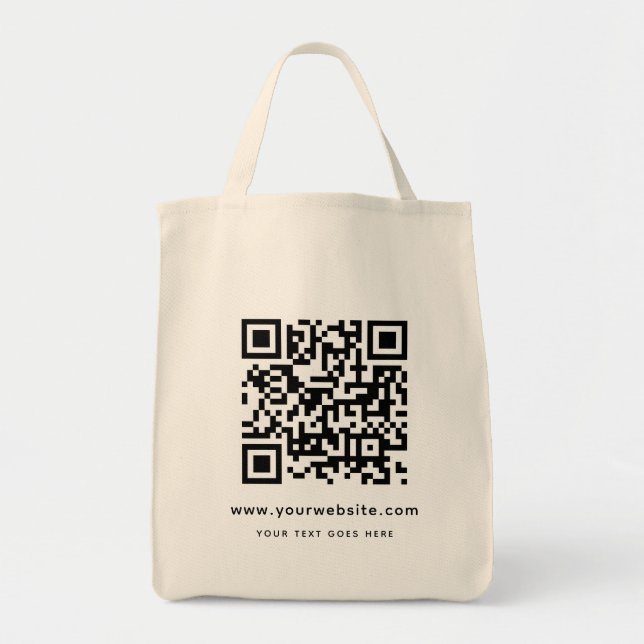 Bolsa Tote Código QR Endereço do site Carregue seu Modelo de  (Frente)